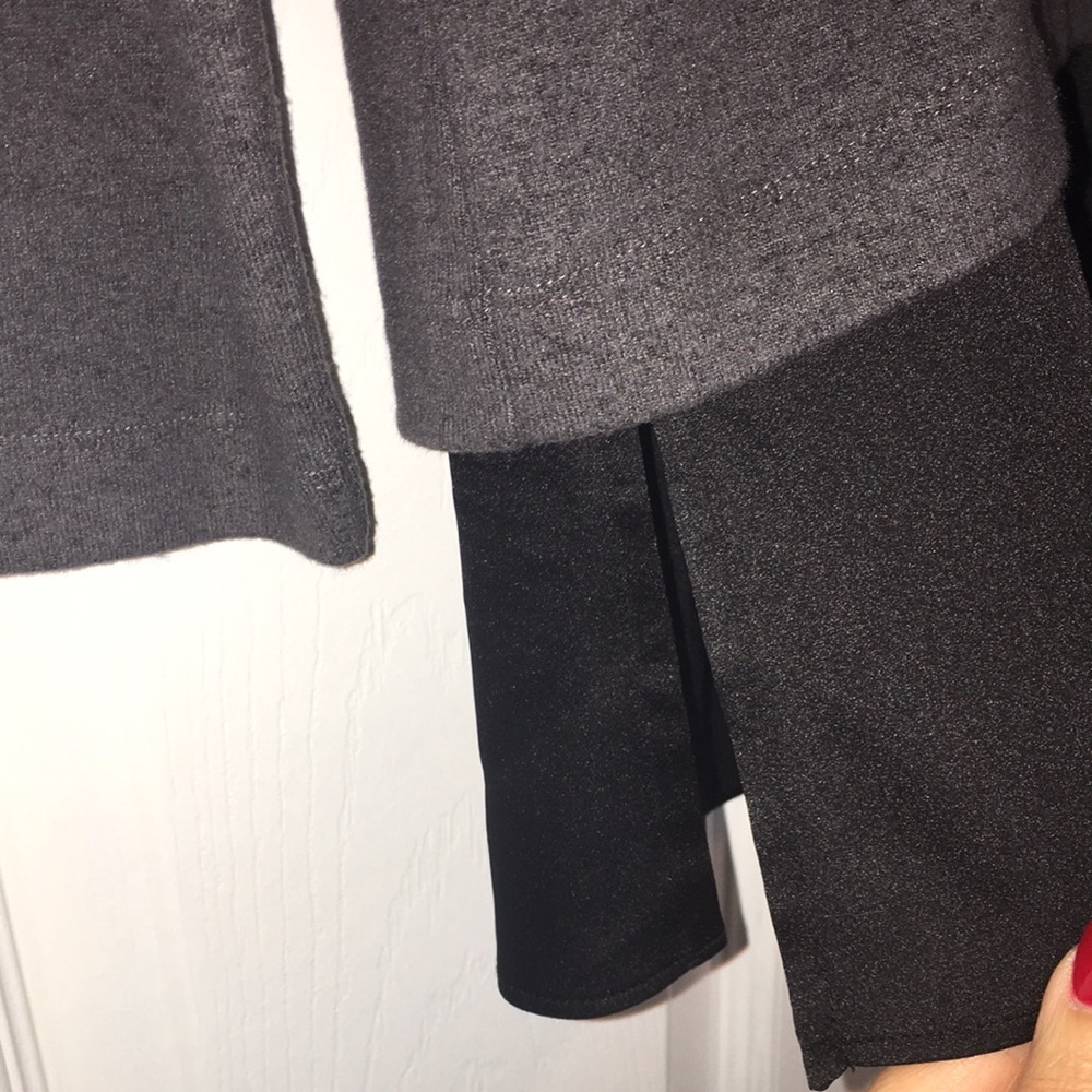 WHBM Long Sleeve Snit Twofer Top, Gray and Black Size SP - Picture 4 of 6
